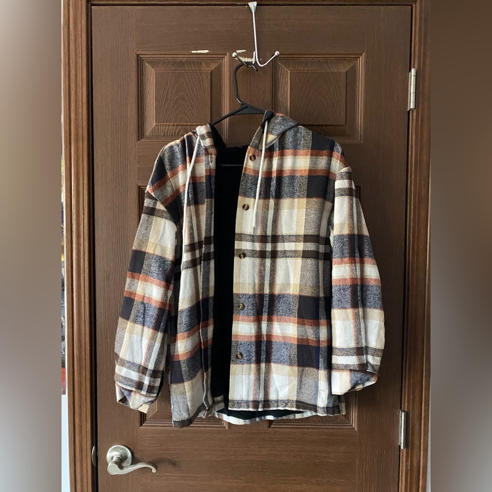 Shein Plaid Hooded Jacket
